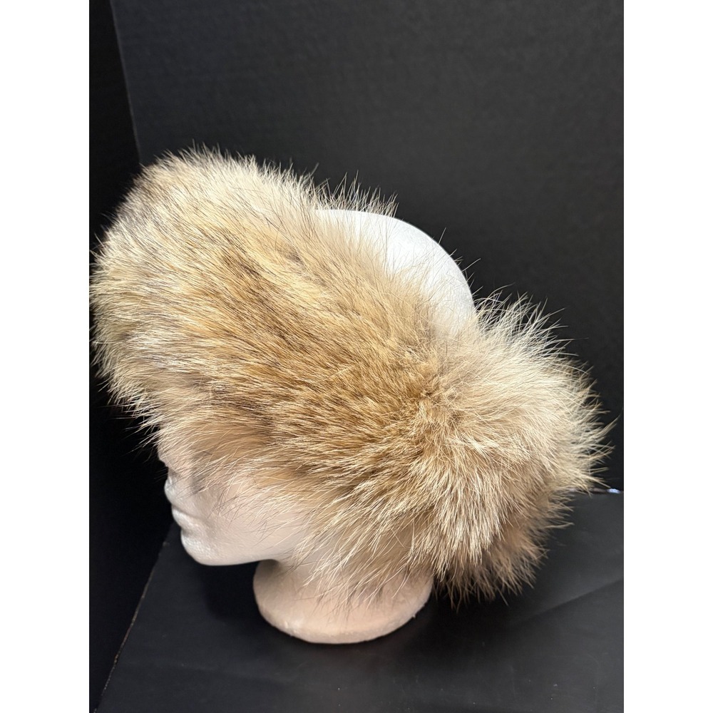 M. Miller Genuine Coyote Fur Headband Ear Warmer Muff Tan Luxury Winter